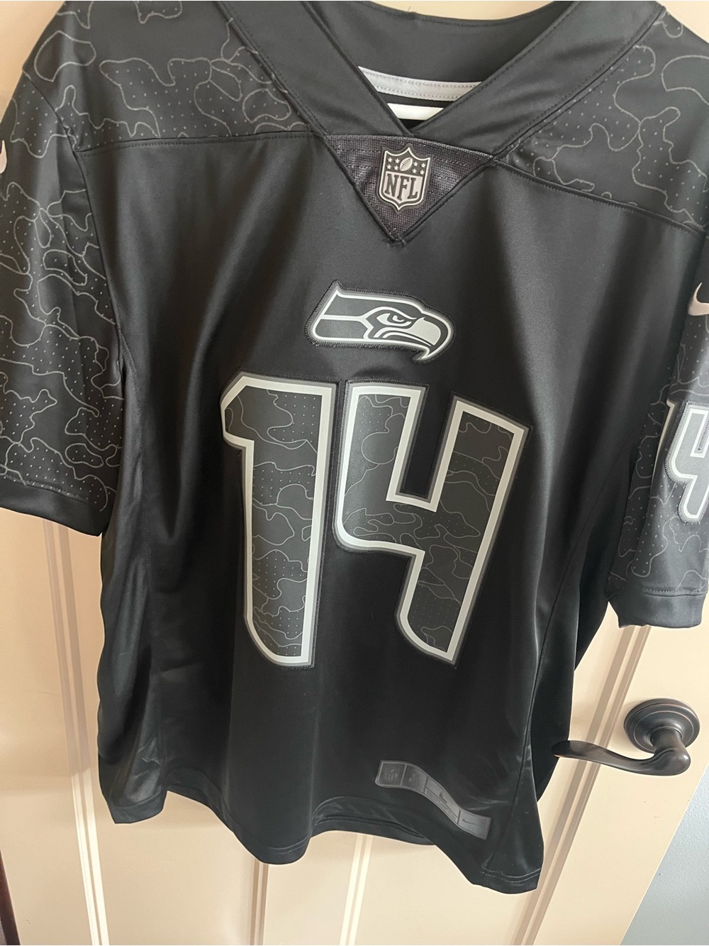 Nike Black Seattle Seahawks #14 Jersey with Subtle Camo Accents
